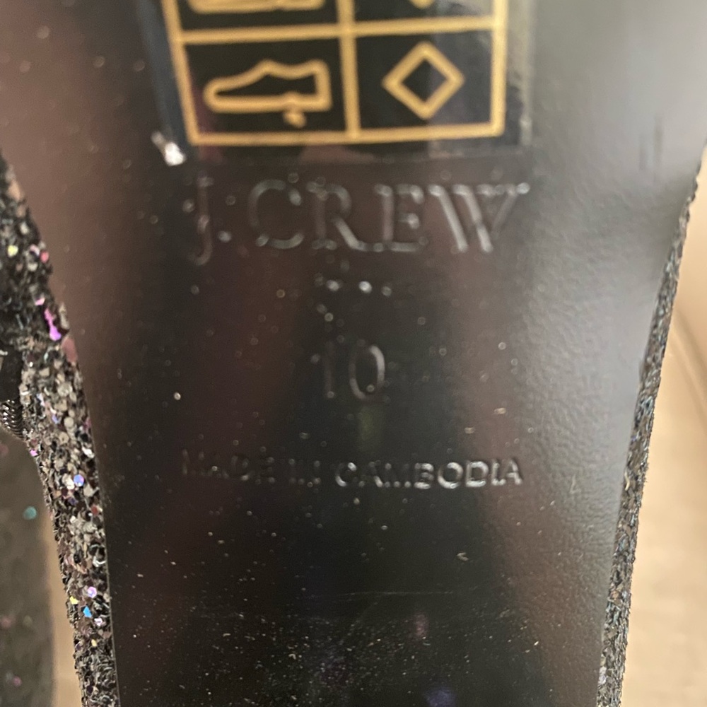 J Crew Black Glitter Ankle Boots Size 10 - Picture 6 of 6